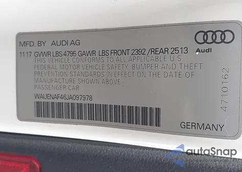 2018 Audi A4 2.0T Premium/2.0T Tech Premium from USA, damaged, VIN WAUENAF46JA097978